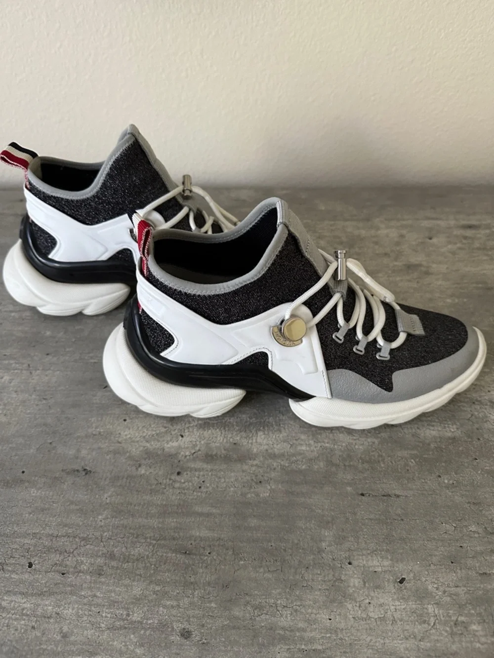 Moncler Black, Silver & White Thelma Sneakers Trainers Size 38 - Picture 6 of 10